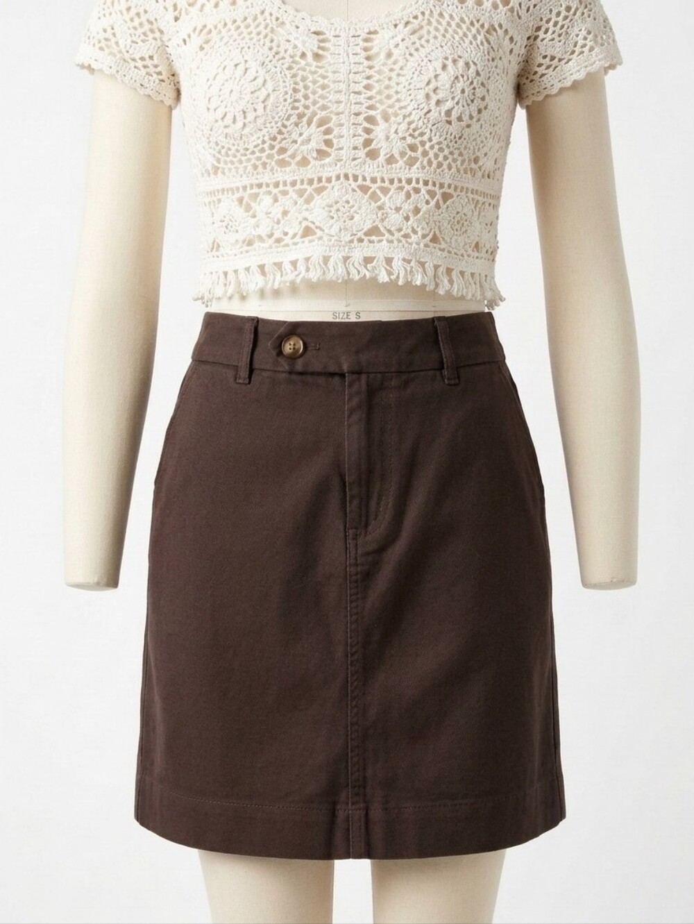 Mossimo Stretch Brown Cotton Mini Skirt - Picture 2 of 6